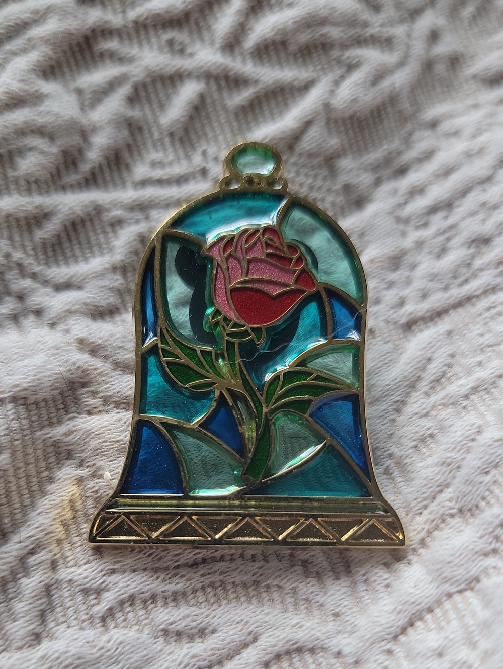 Disney NwoT Beauty and the Beast Rose Stained-Glass Style Enamel Pin 2016